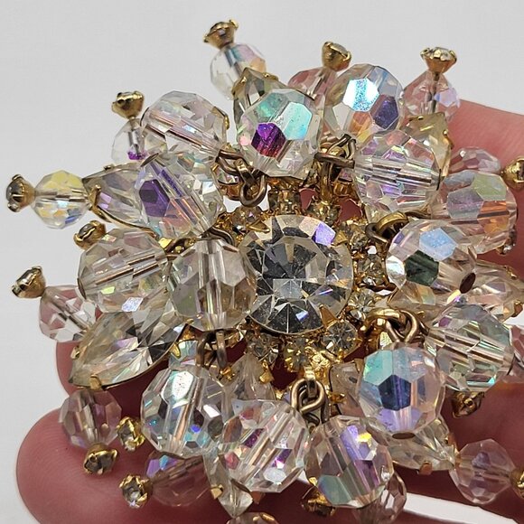 VTG  JULIANA D & E SPARKLING DANGLING FESTIVE RHINESTONES BROOCH PIN FAIRYCORE - Picture 3 of 9